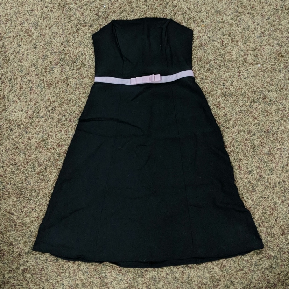 Black dress with Pink ribbon belt